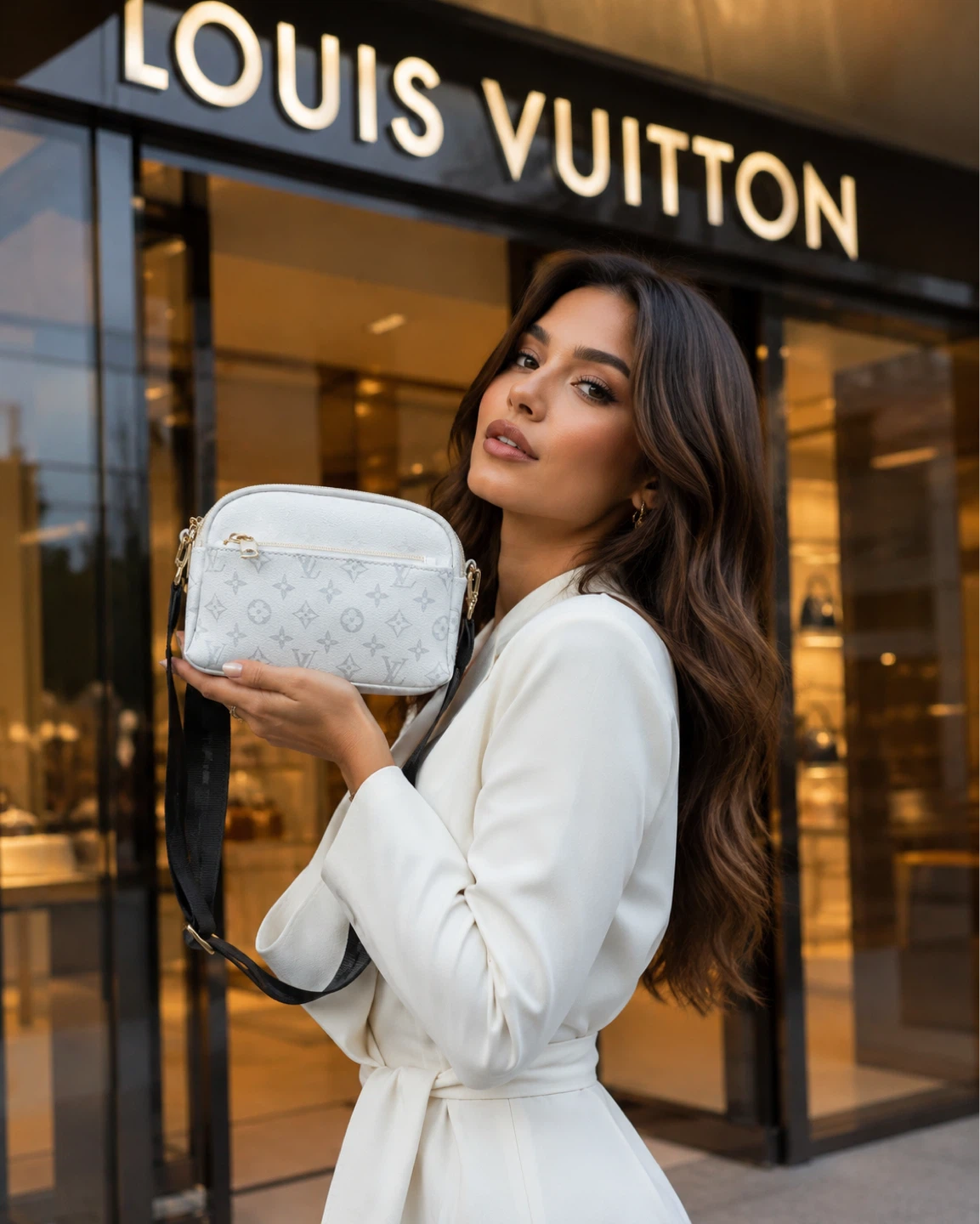 Louis Vuitton White Monogram Crossbody Bag