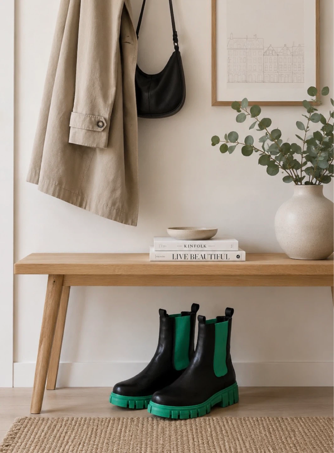 Vera moda Black Chelsea Boots with Green Sole