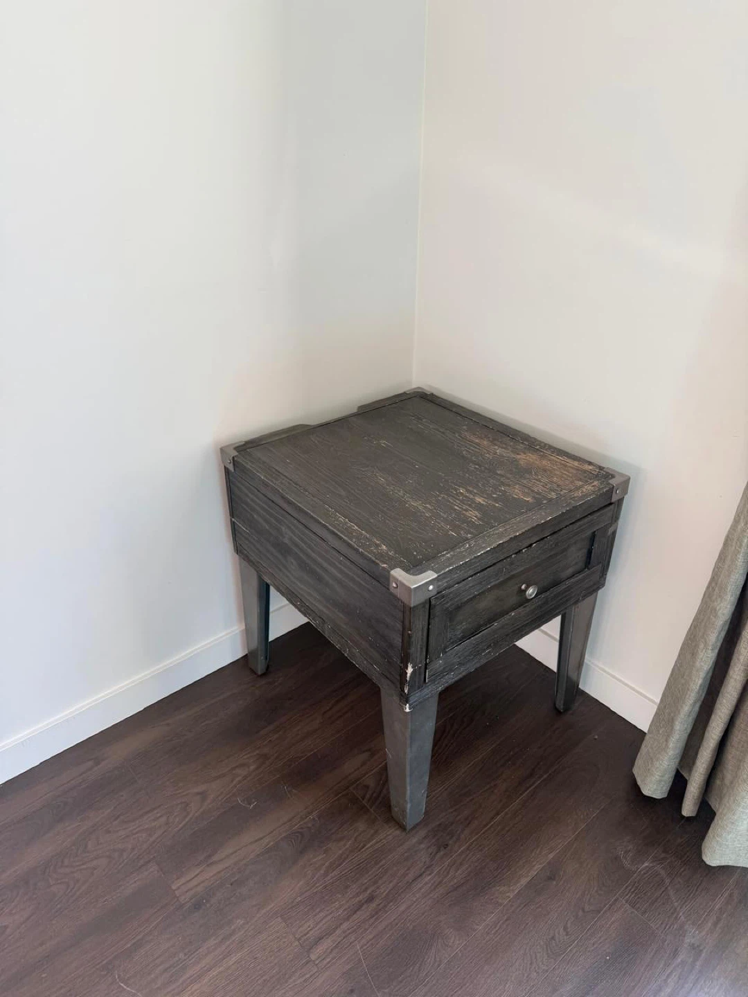 Distressed Wood Side Table with Drawer