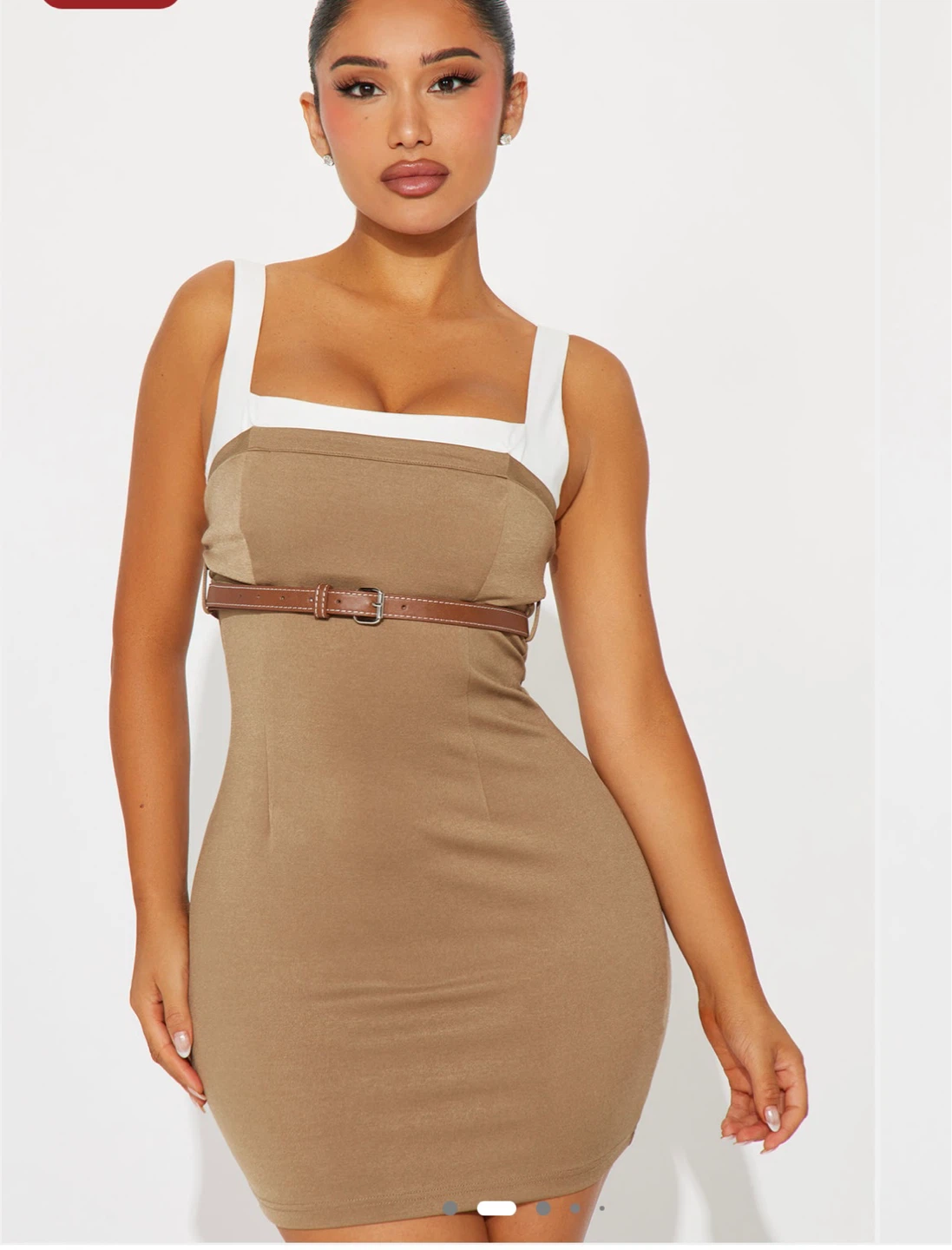 Brand New Tan Mini Dress with Belt. Size: small