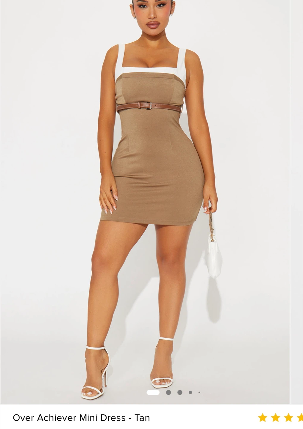 Brand New Tan Mini Dress with Belt. Size: small - photo 4