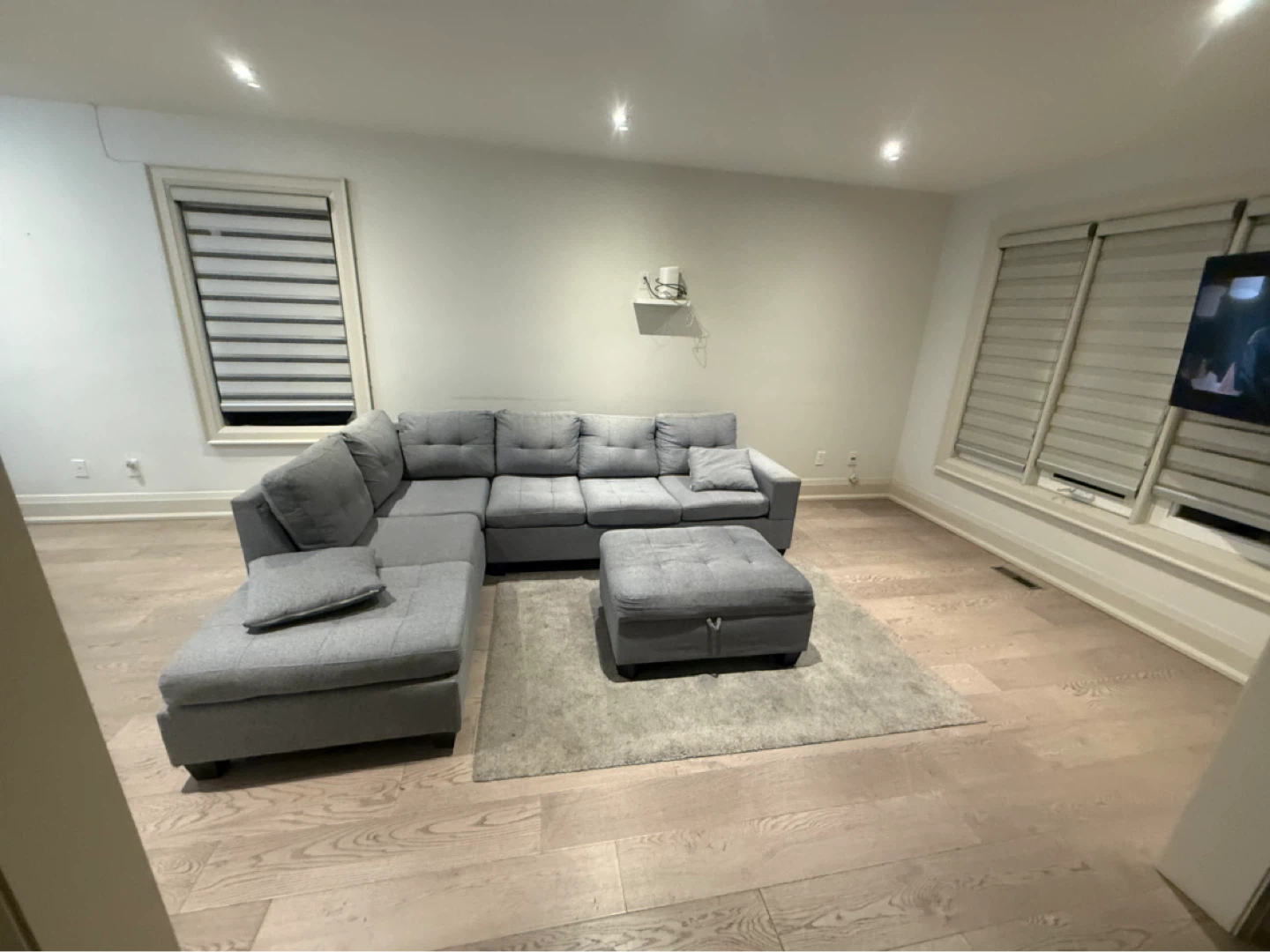 Grey Sectional Sofa with Storage Ottoman - photo 2