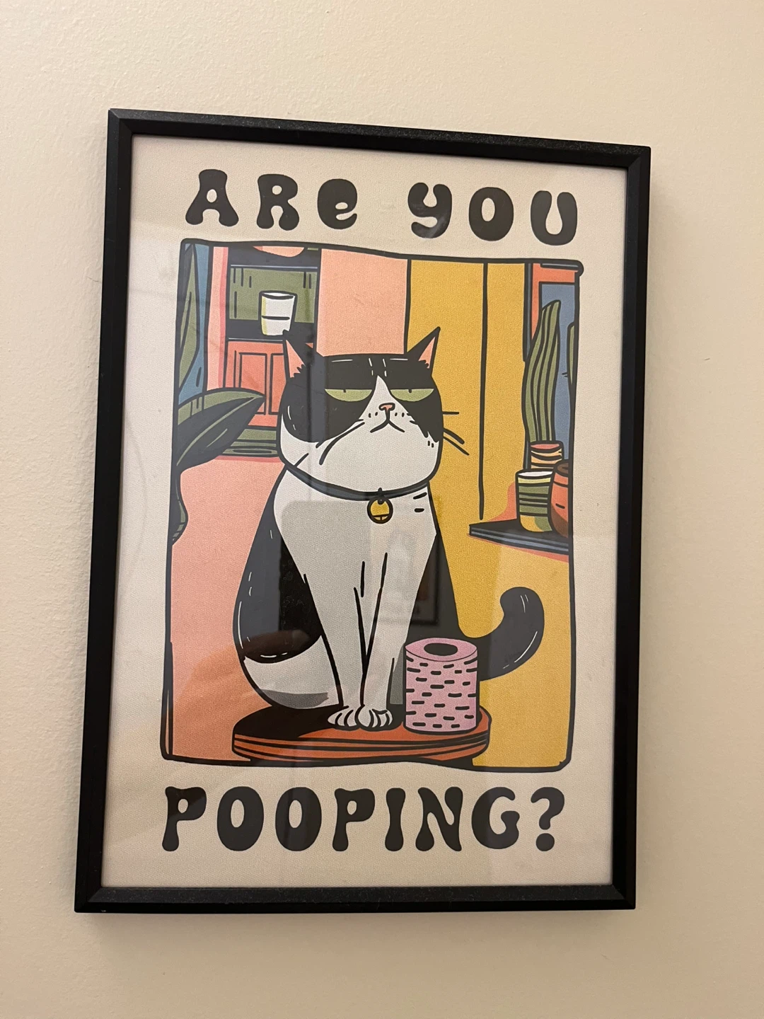 Framed Cat Art Prints - "Remember to Wipe" & "Are You Pooping?" - photo 2