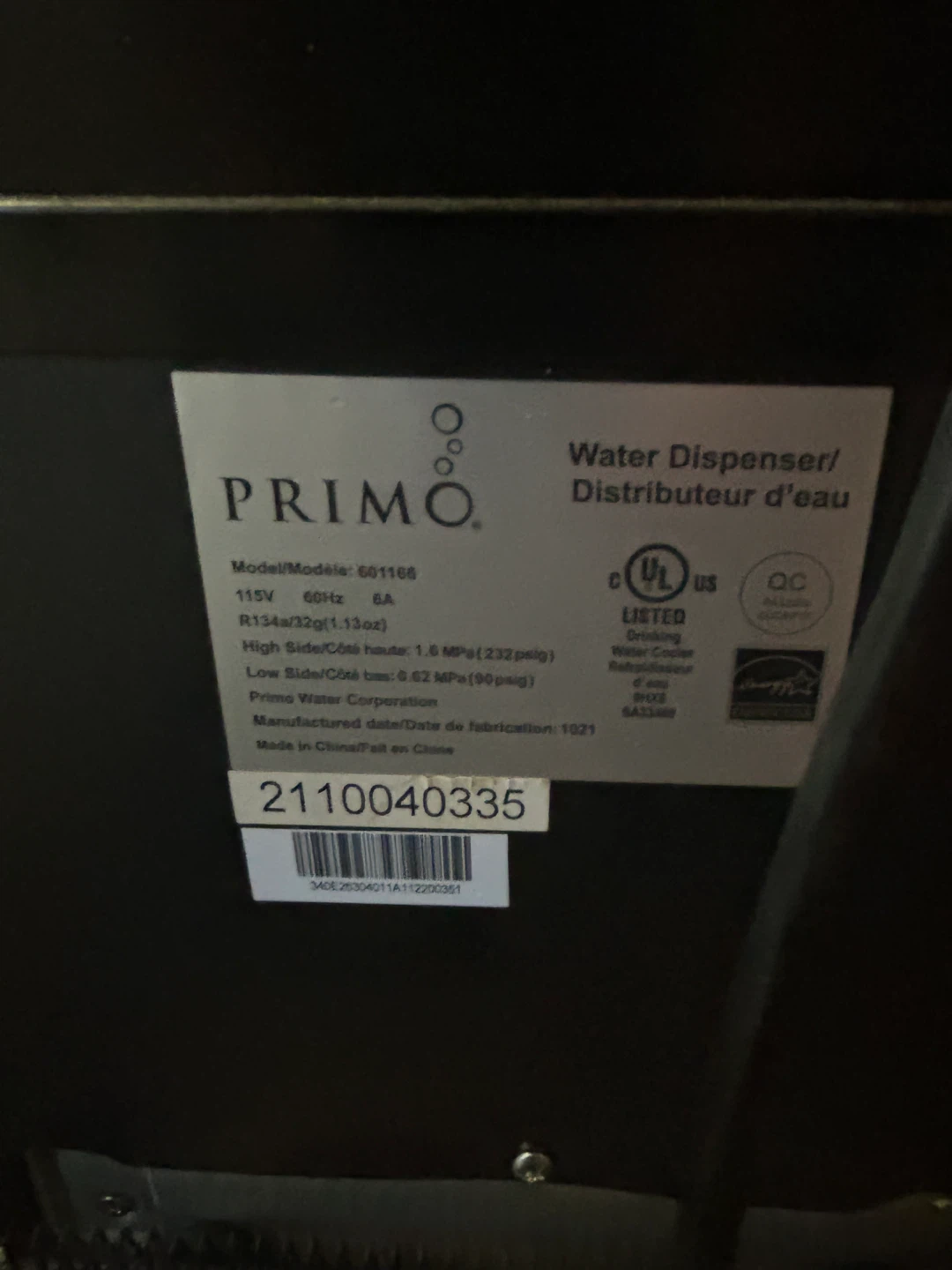 PRIMO Water Dispenser Model 601166 - photo 2
