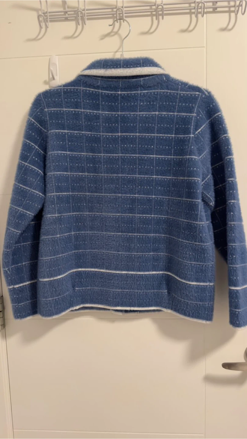 Blue Plaid Fuzzy Cardigan - photo 2