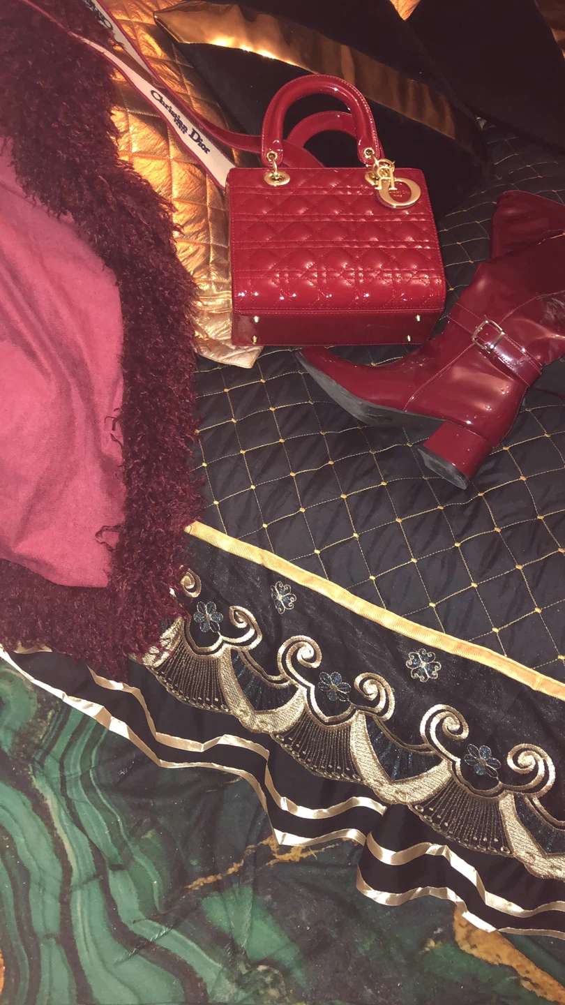 Christian Dior Red Patent Lady Dior Bag