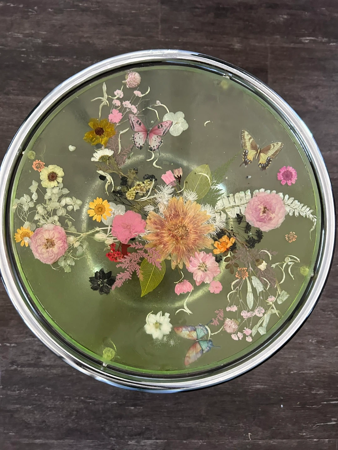 Floral Resin Accent Table