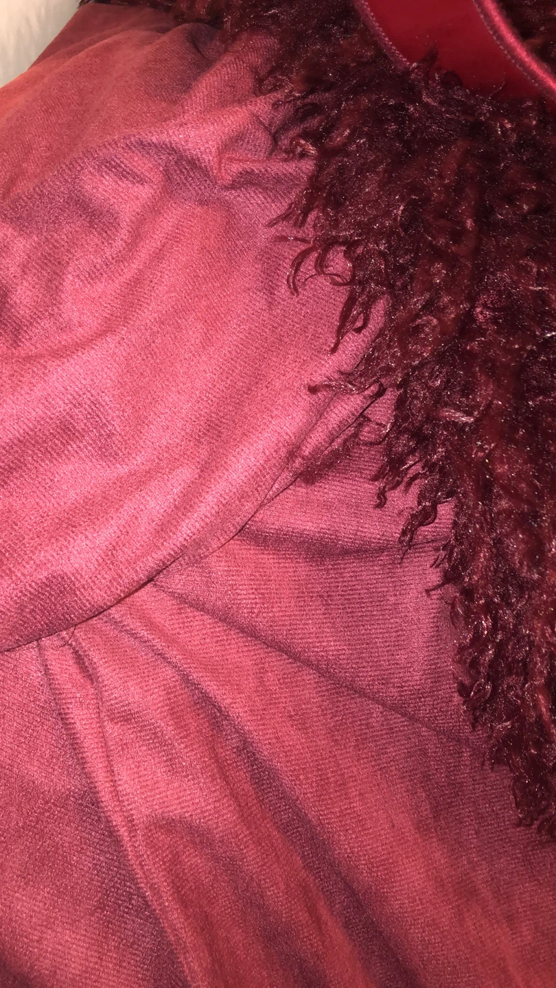Burgundy Faux Fur Trim Jacket cardigan  M - photo 2