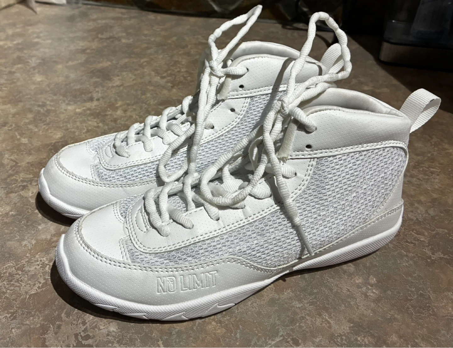 Girls White No Limit Cheer High-Top Athletic Shoes