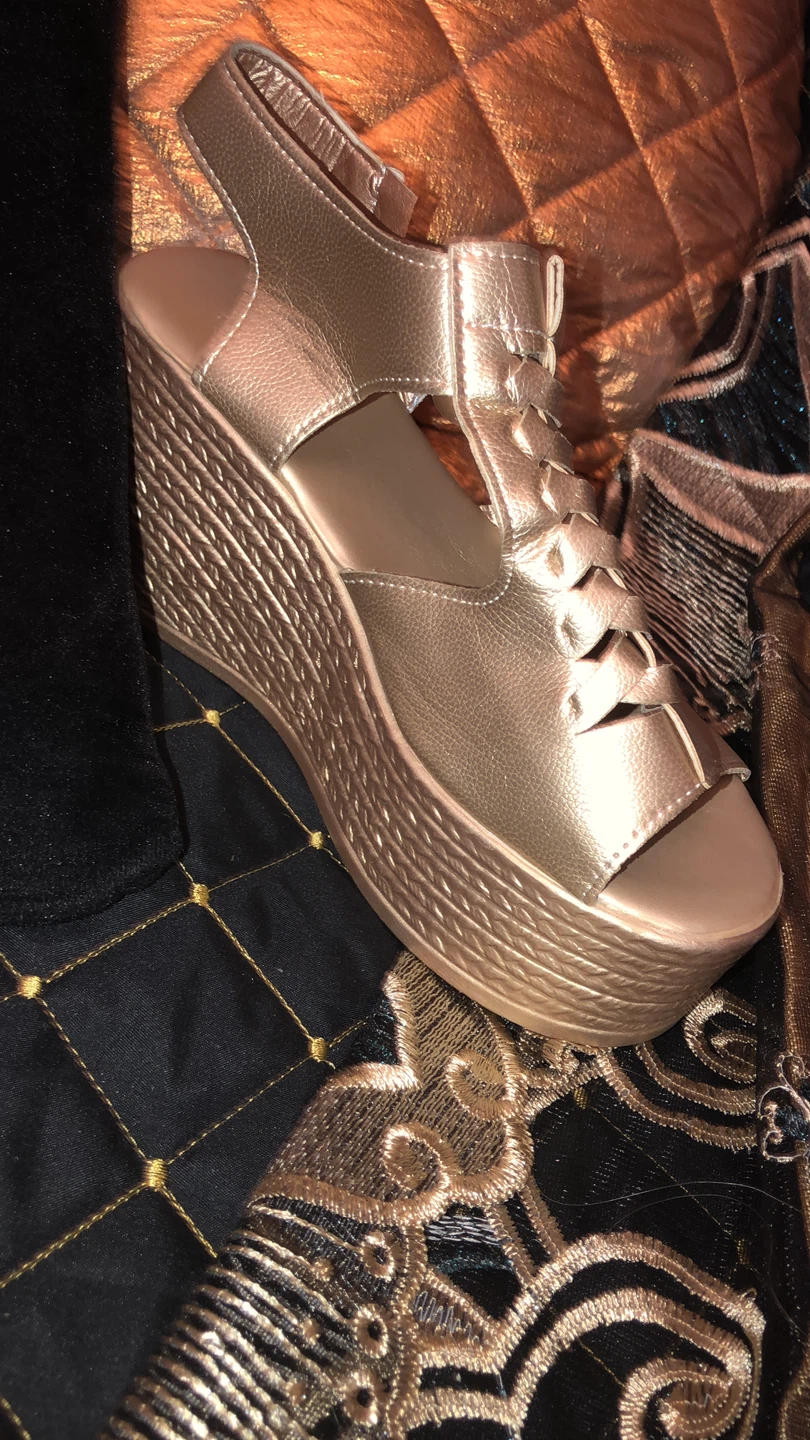 Sand Gold Wedge Platform Sandals very light 8 - photo 3