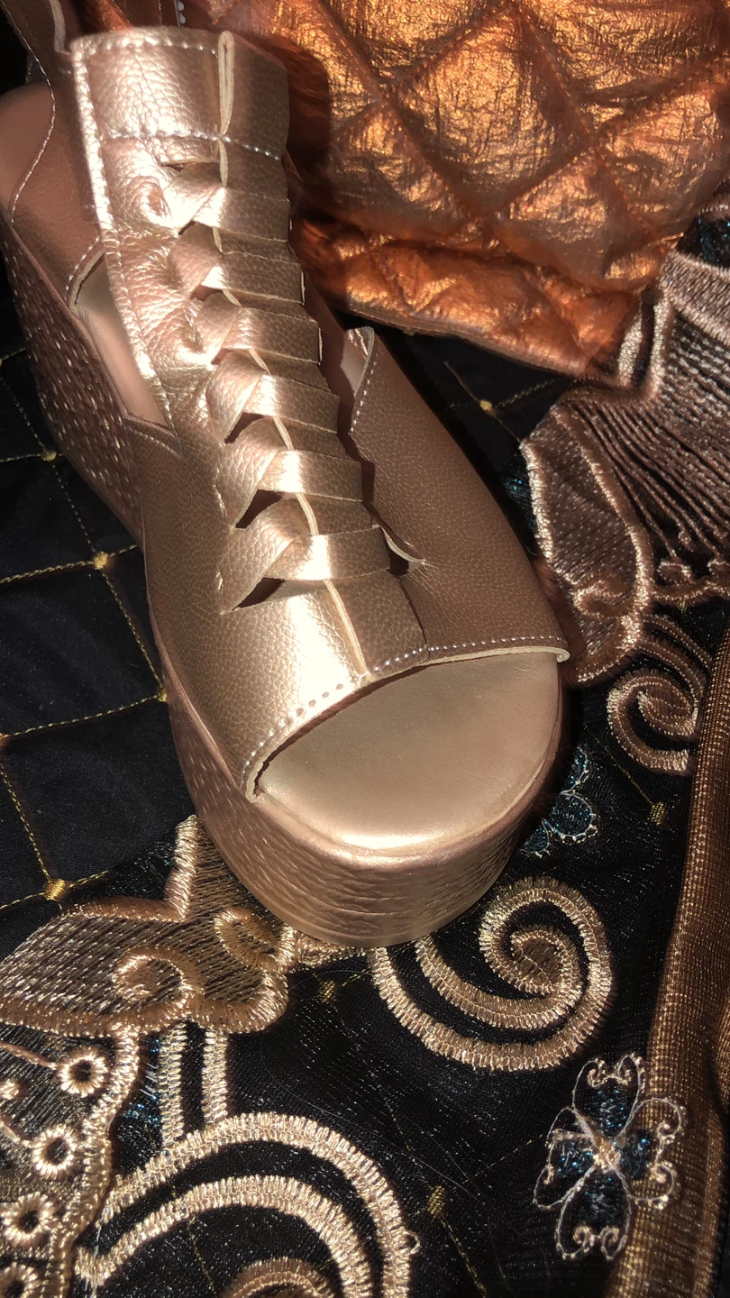 Sand Gold Wedge Platform Sandals very light 8 - photo 2