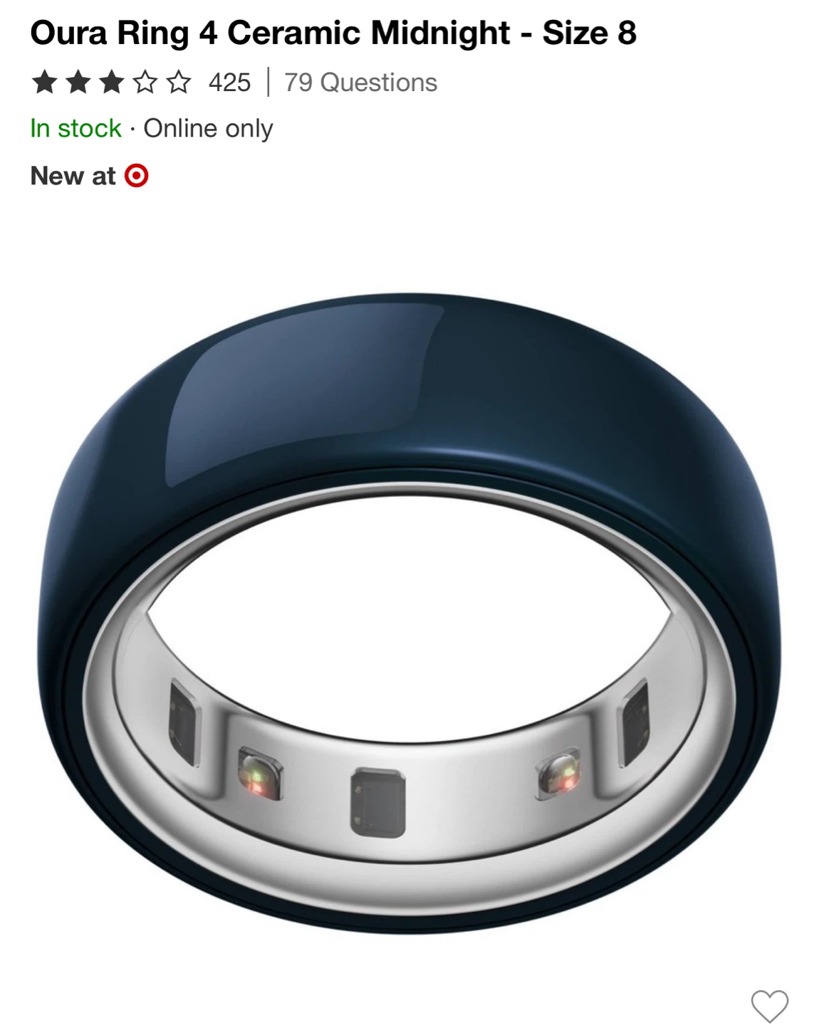 Oura Ring 4 Ceramic Midnight - Size 8