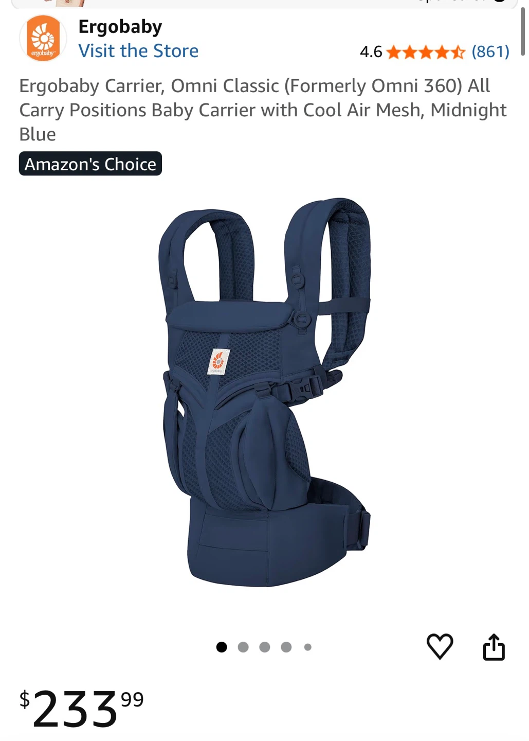 New! Ergobaby Omni 360 All Carry Positions Baby Carrier
