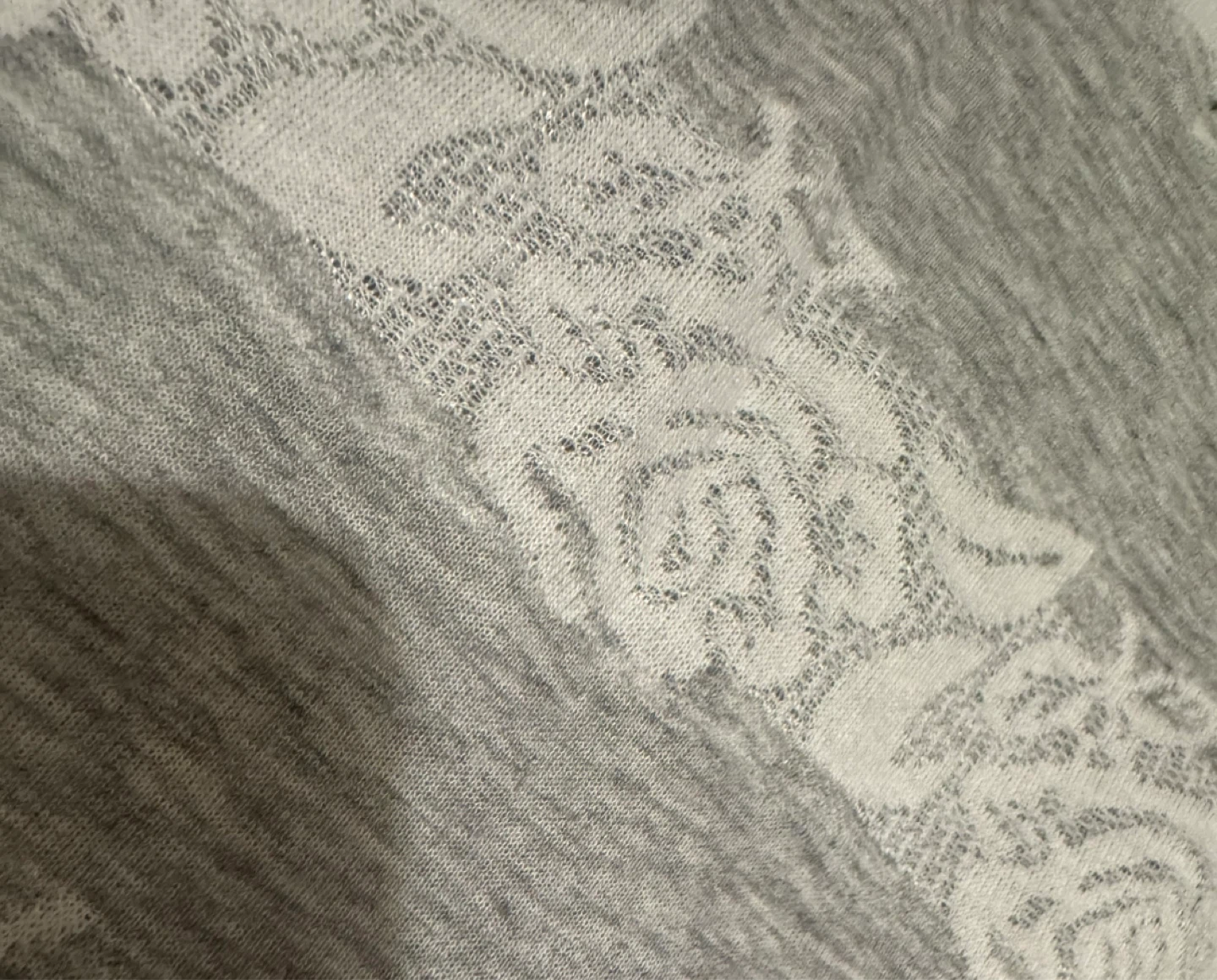 Grey and White Striped maxi Skirt with Lace Detail