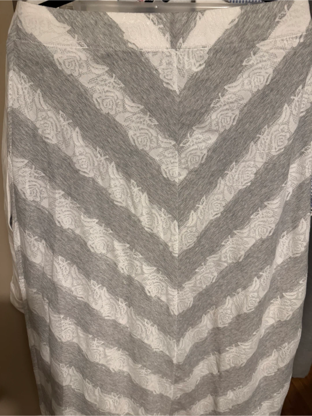 Grey and White Striped maxi Skirt with Lace Detail - photo 2