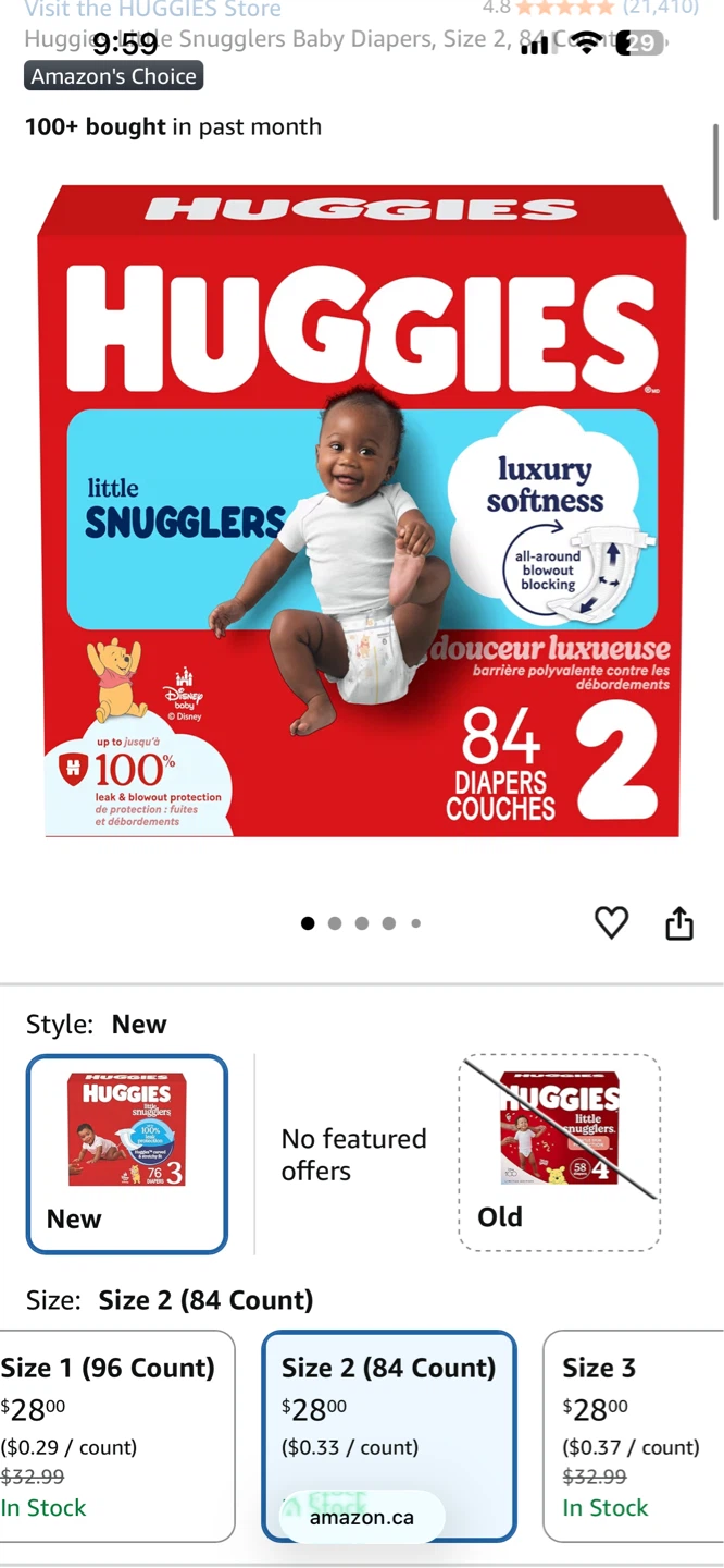 Huggies Diapers - Size 1 & 2 (252 diapers total) - photo 3