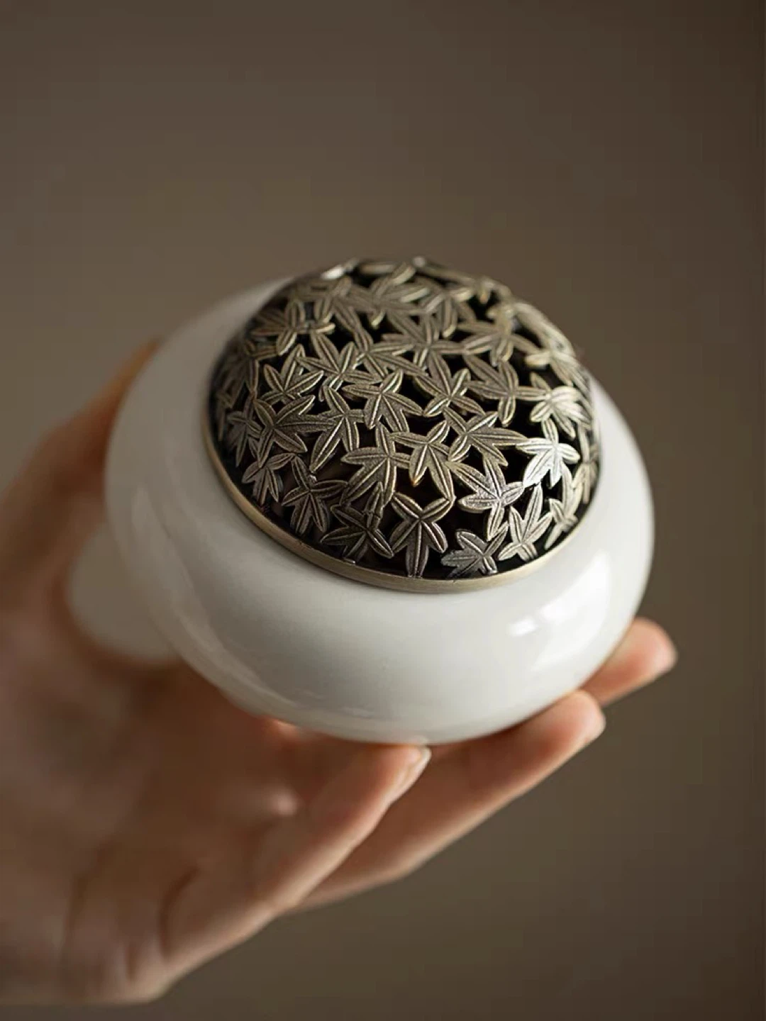 Ceramic Incense Holder with Ornate Lid