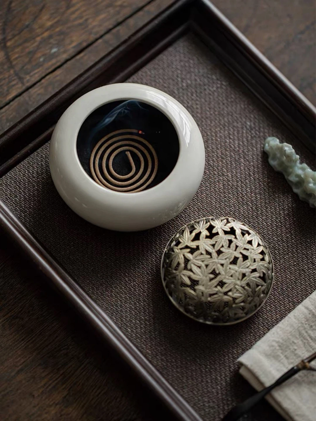 Ceramic Incense Holder with Ornate Lid - photo 2