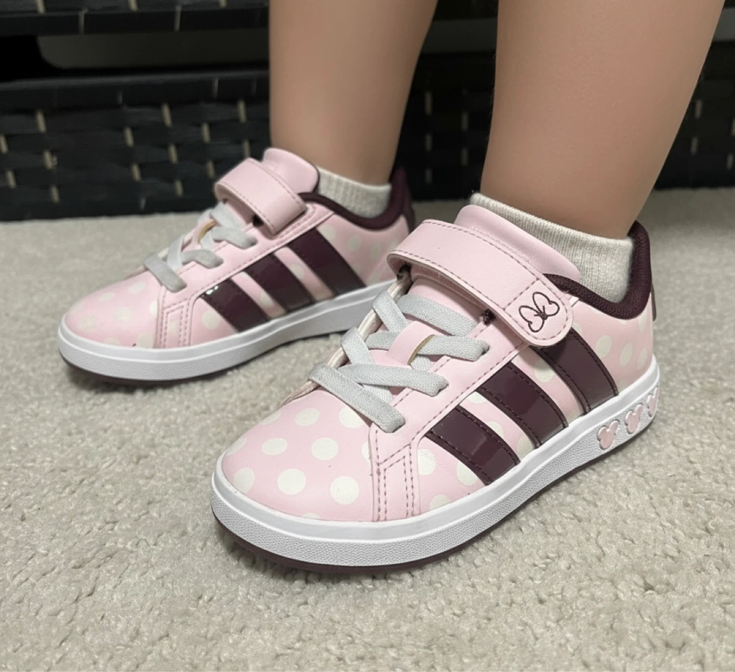 Adidas Toddler Girls Pink White Polka Dot  size 11 kids
