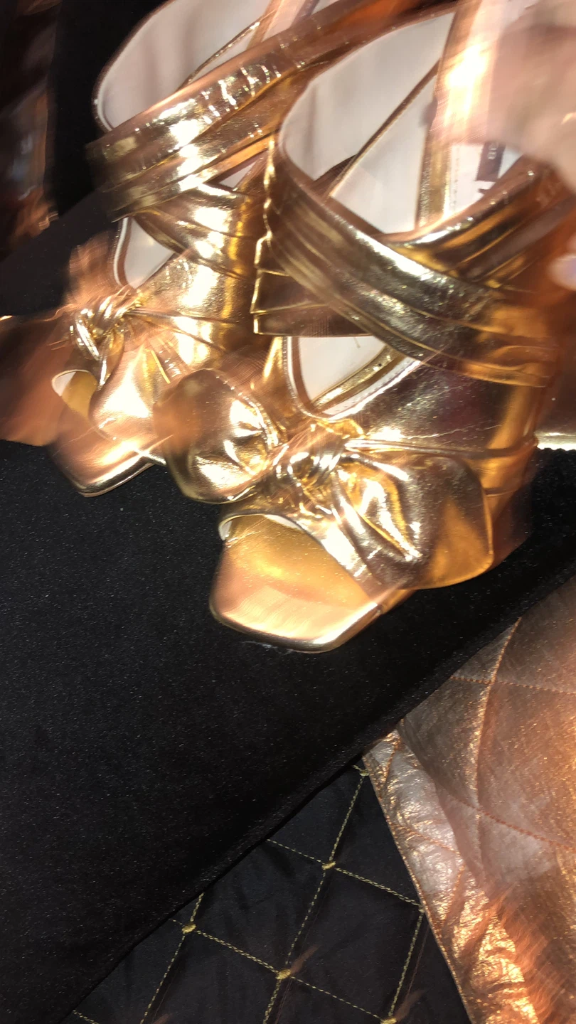 Gold Mules with Bow Detail 8