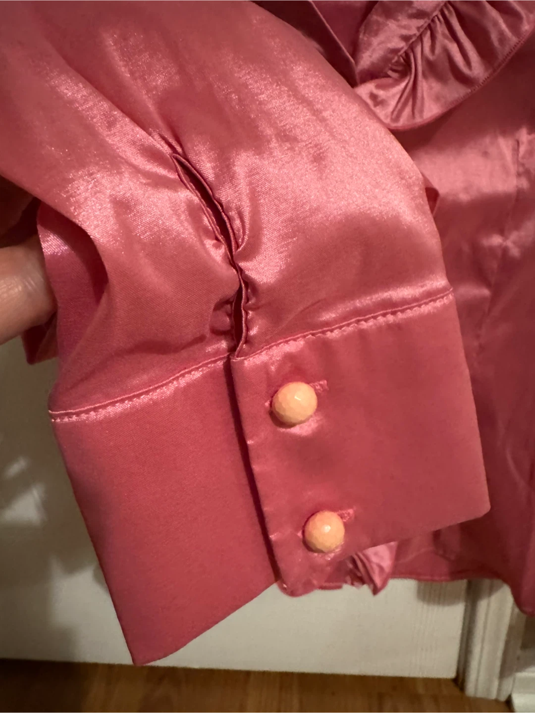 Aras Pink Satin Ruffle Blouse - photo 3