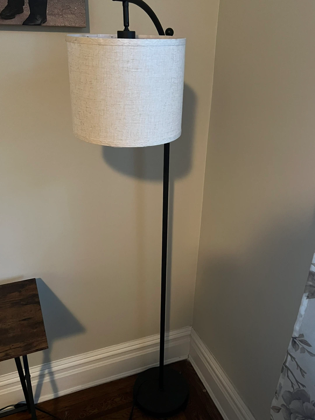 Tall Floor Lamp with White Drum Shade