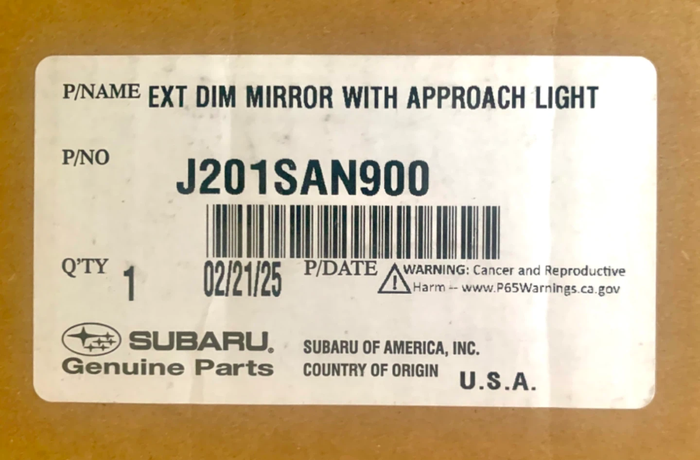 Subaru Genuine Parts Ext Dim Mirror with Approach Light - photo 3