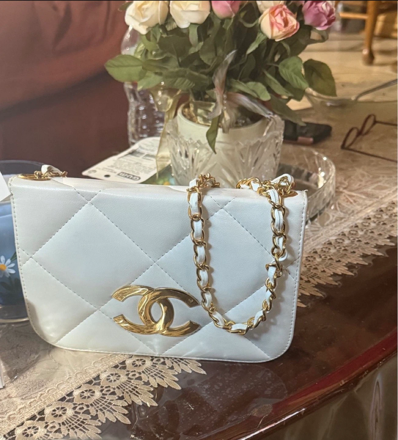 Women’s white Chanel Crossbody Bag