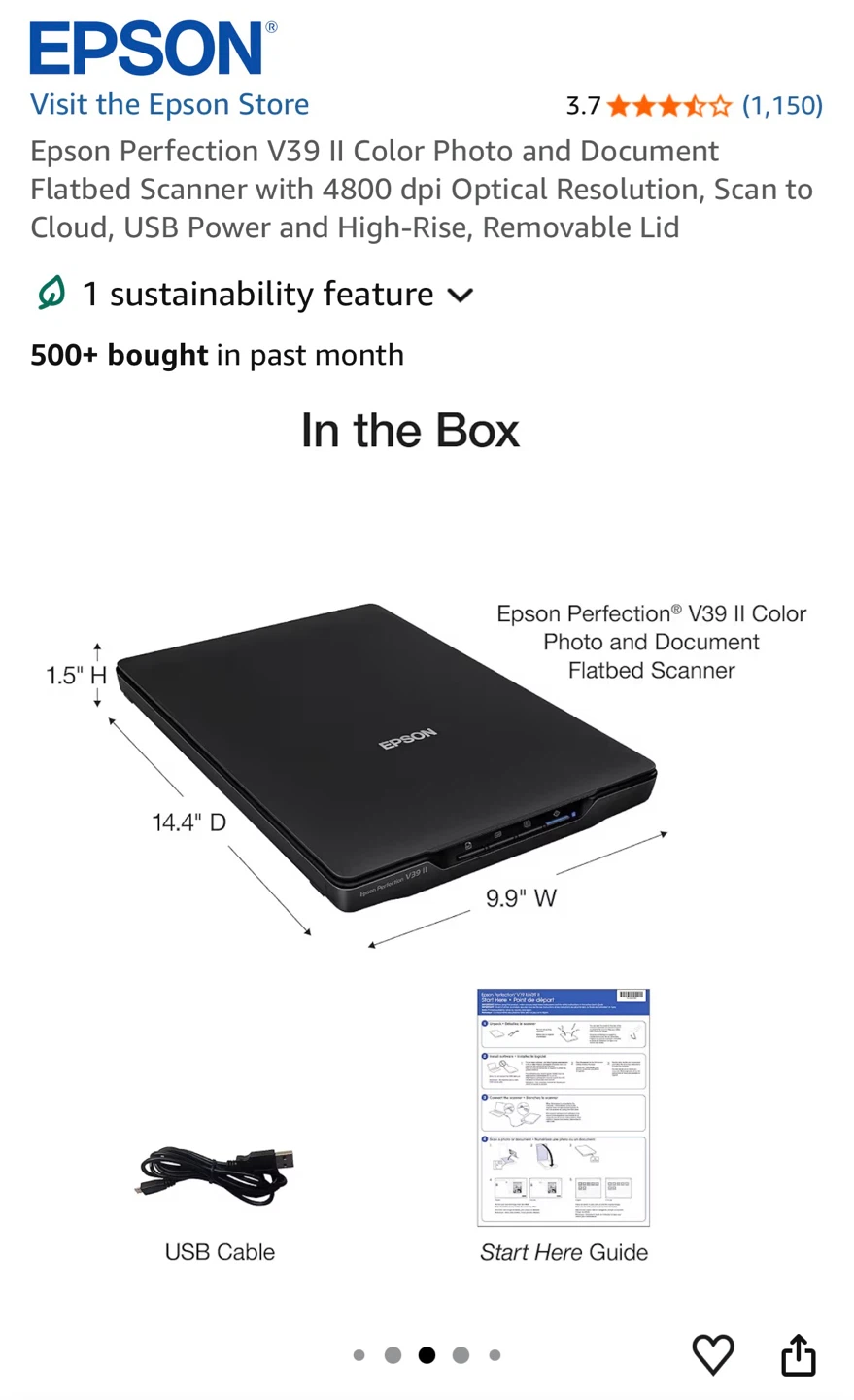Epson Perfection V39 II Photo Scanner - photo 2