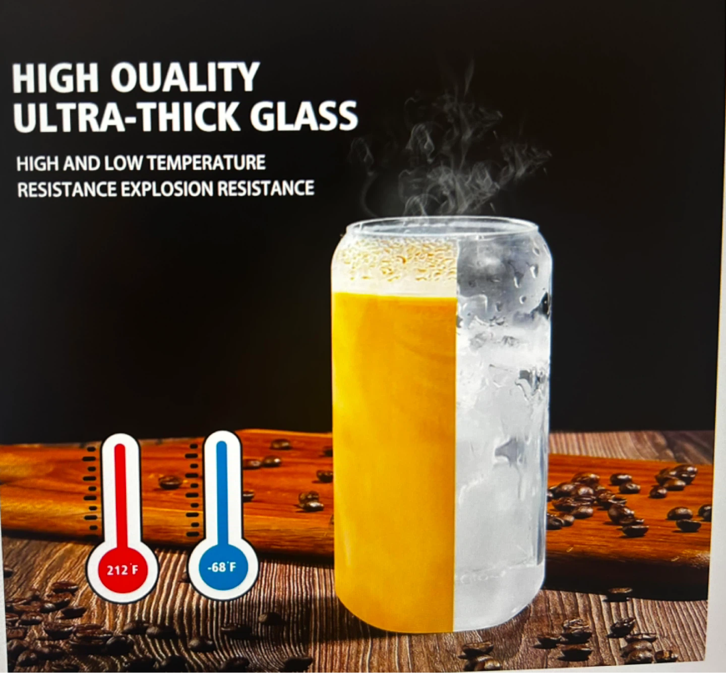 Glass Can Tumbler with Bamboo Lid, Straw & Brush - photo 4