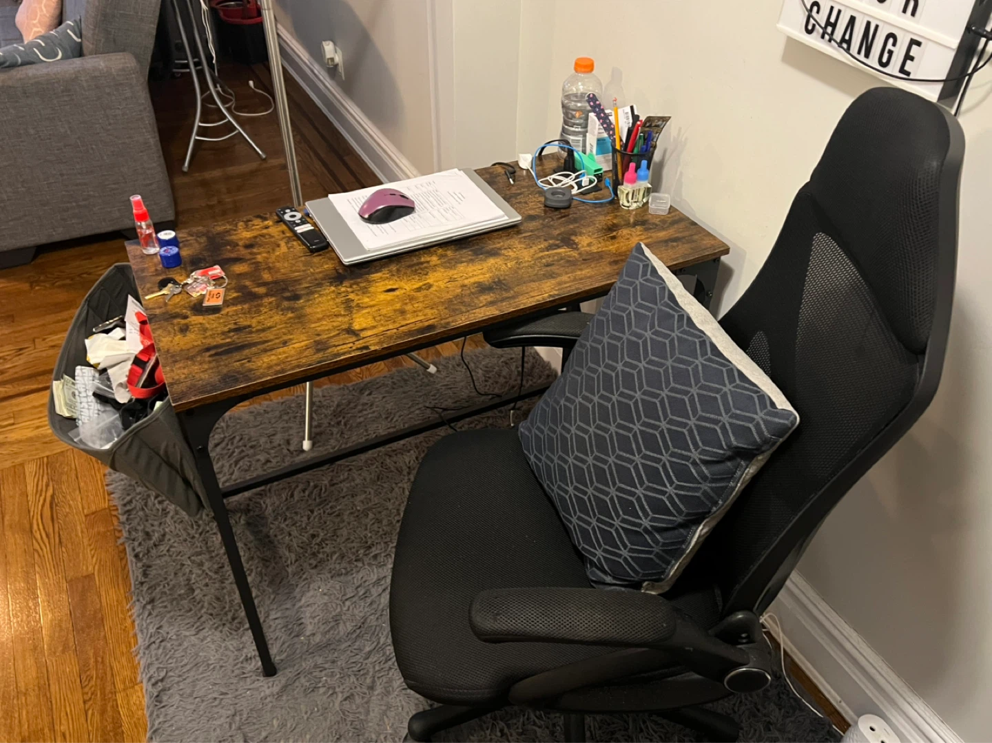 Rustic Wood Top Desk with Black Metal Frame