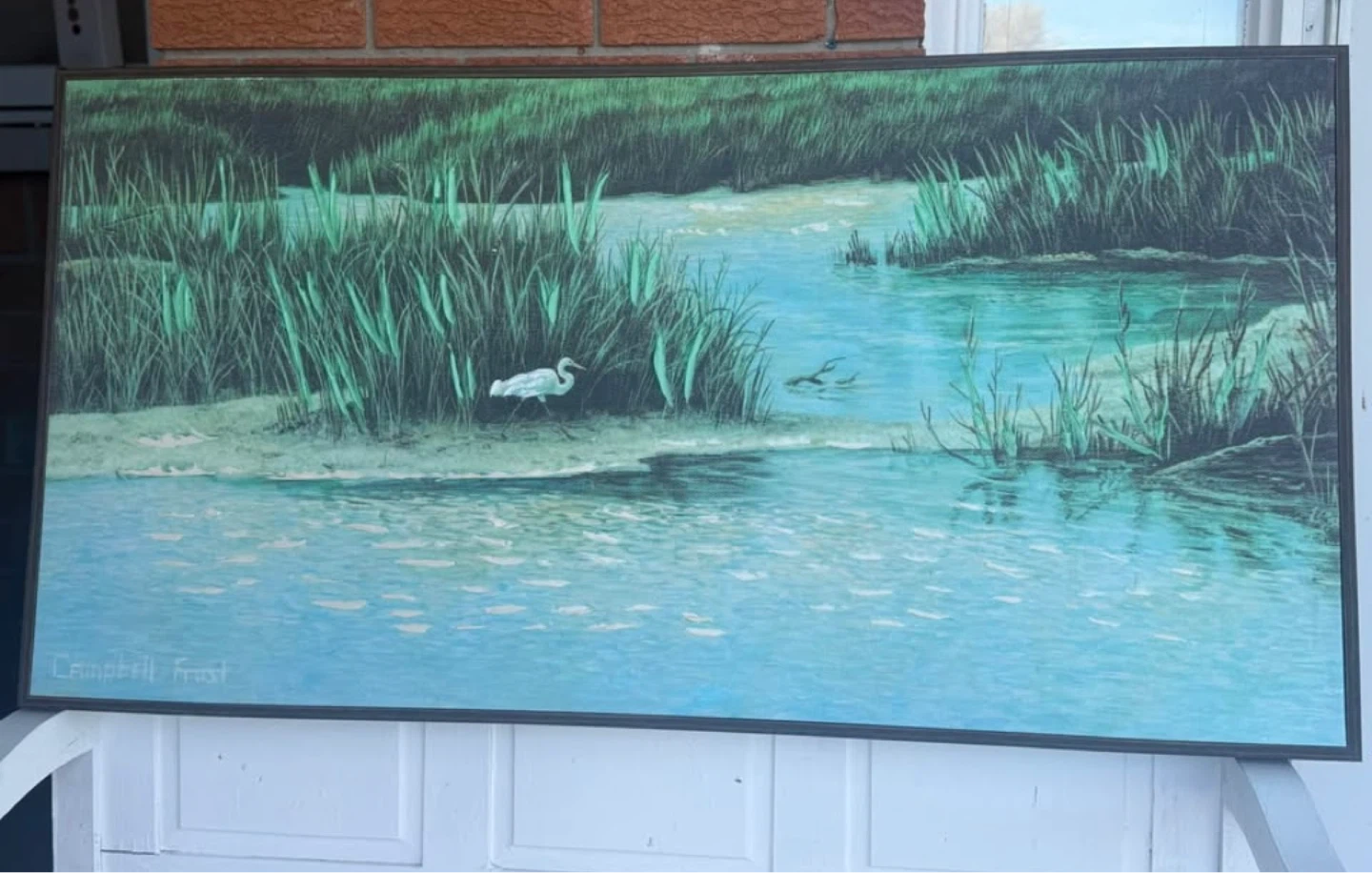 Campbell Frost "Egret by the Water" Framed Painting