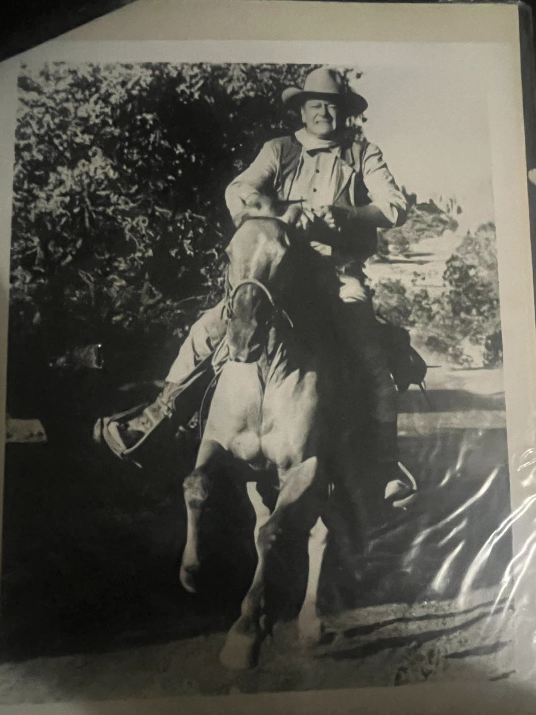 Vintage Black and White Photograph - Man on Horseback