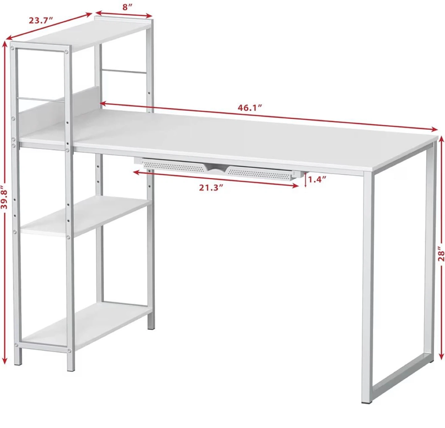 White Computer Desk with Shelving Unit - photo 2