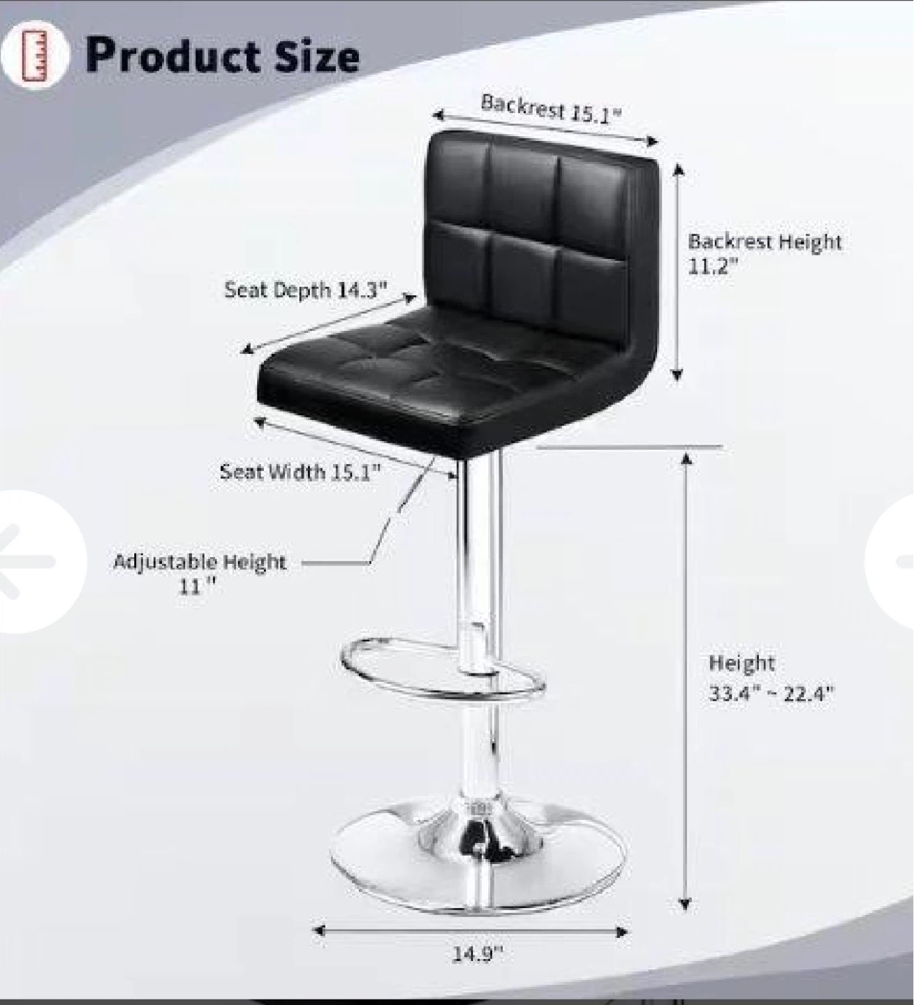 Set of  3 Black PU Leather Swivel Bar Stool+ Round Bar Table - photo 4
