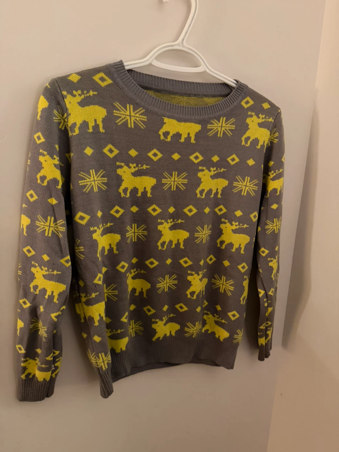 Grey and Yellow Reindeer Pattern Sweater - photo 2