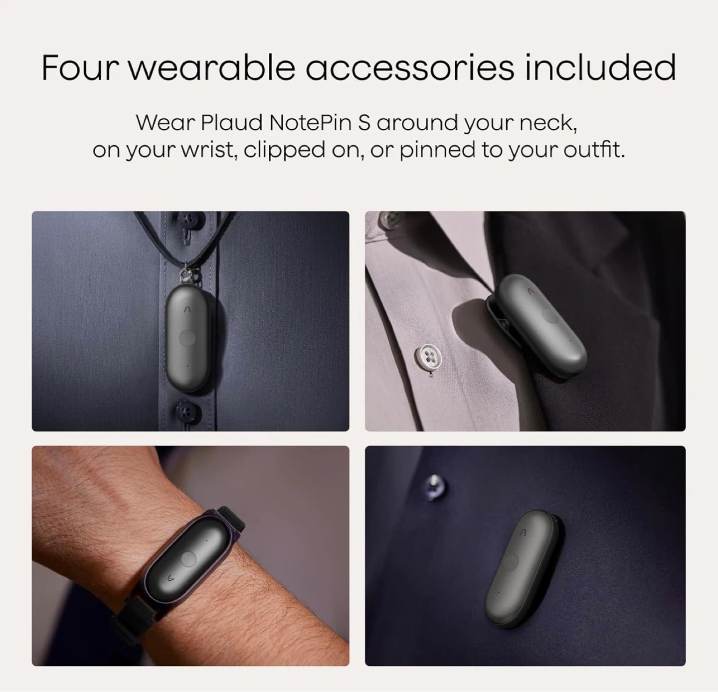 PLAUS NotePin Wearable AI Memory Capsule - Gray - photo 5