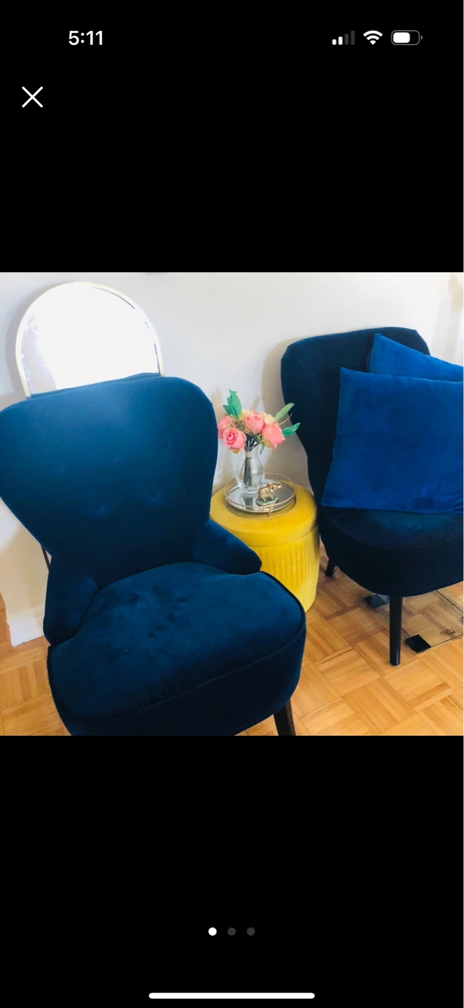 Deep Blue Velvet Accent Chair - photo 3