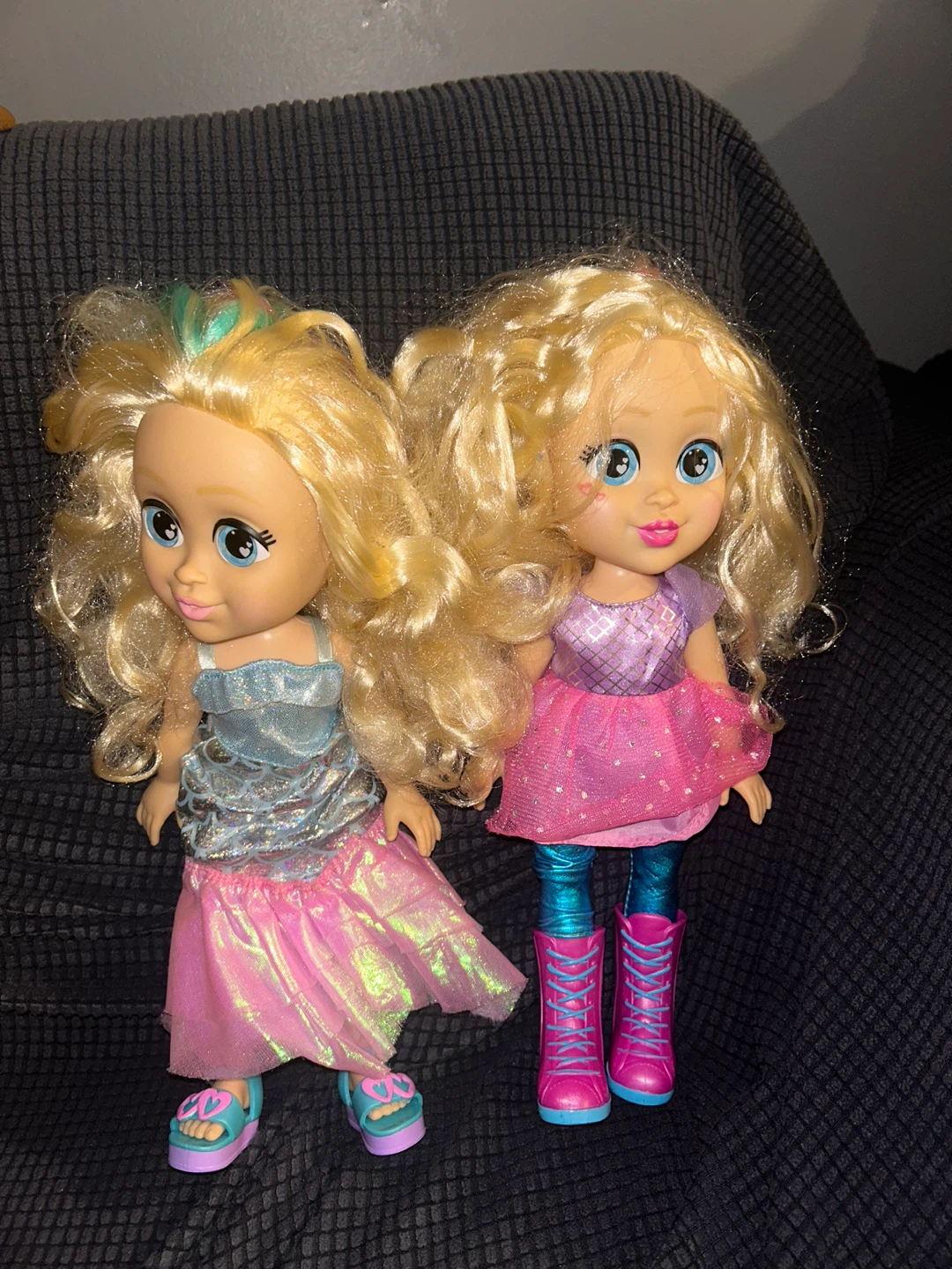 Set of 2 Toddler Dolls with Blonde Hair and Outfits