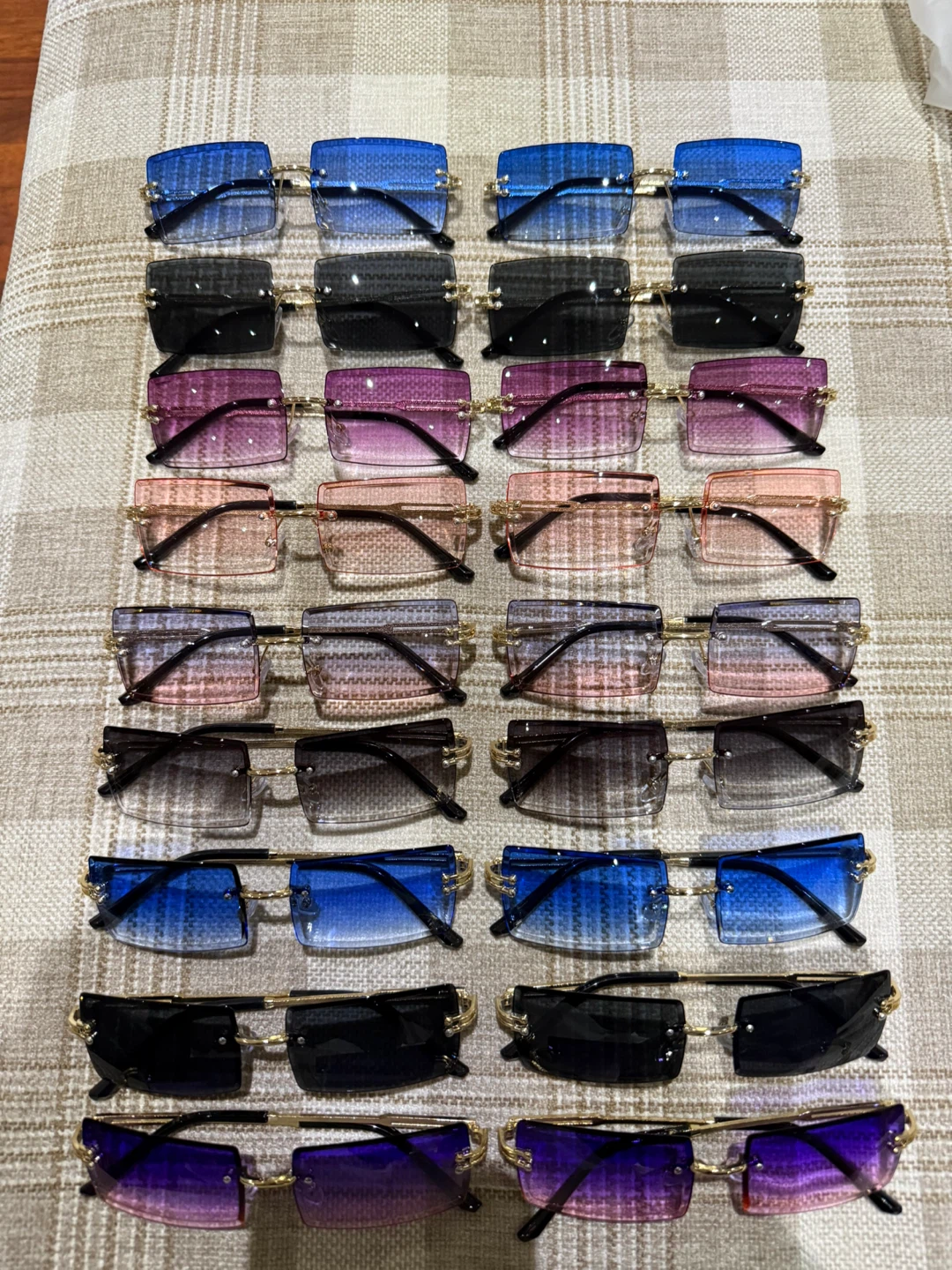 Frameless Rectangular Sunglasses - Various Colours