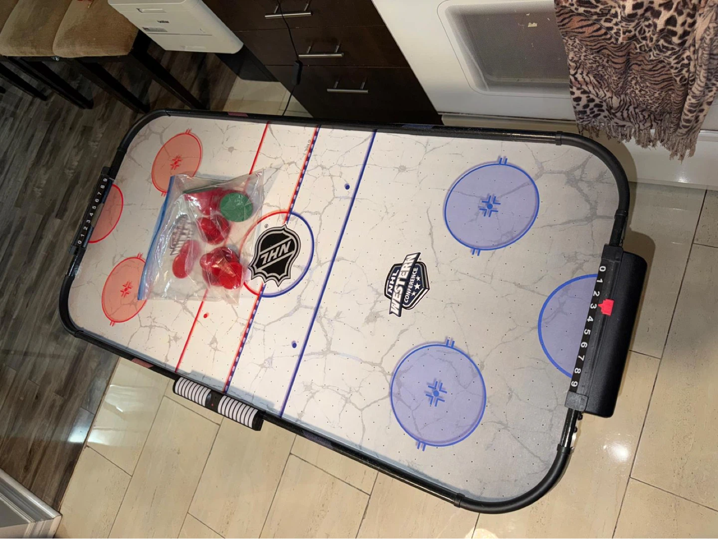 NHL Air Hockey Table with Paddles and Pucks