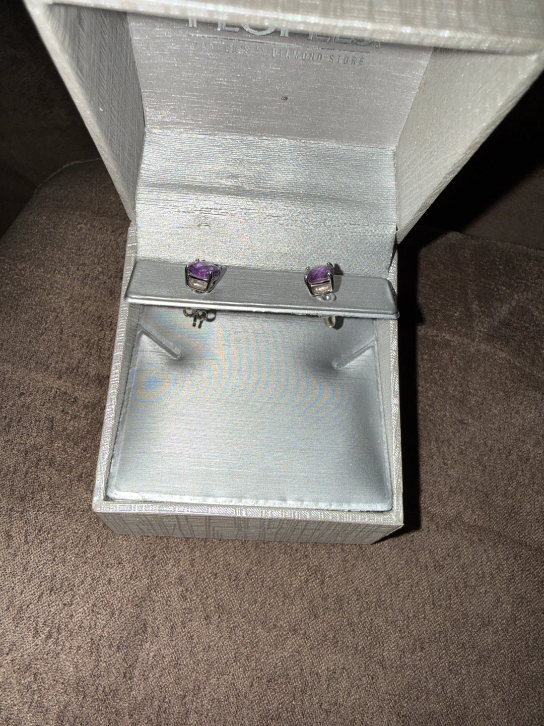 Amethyst Stud Earrings in Box