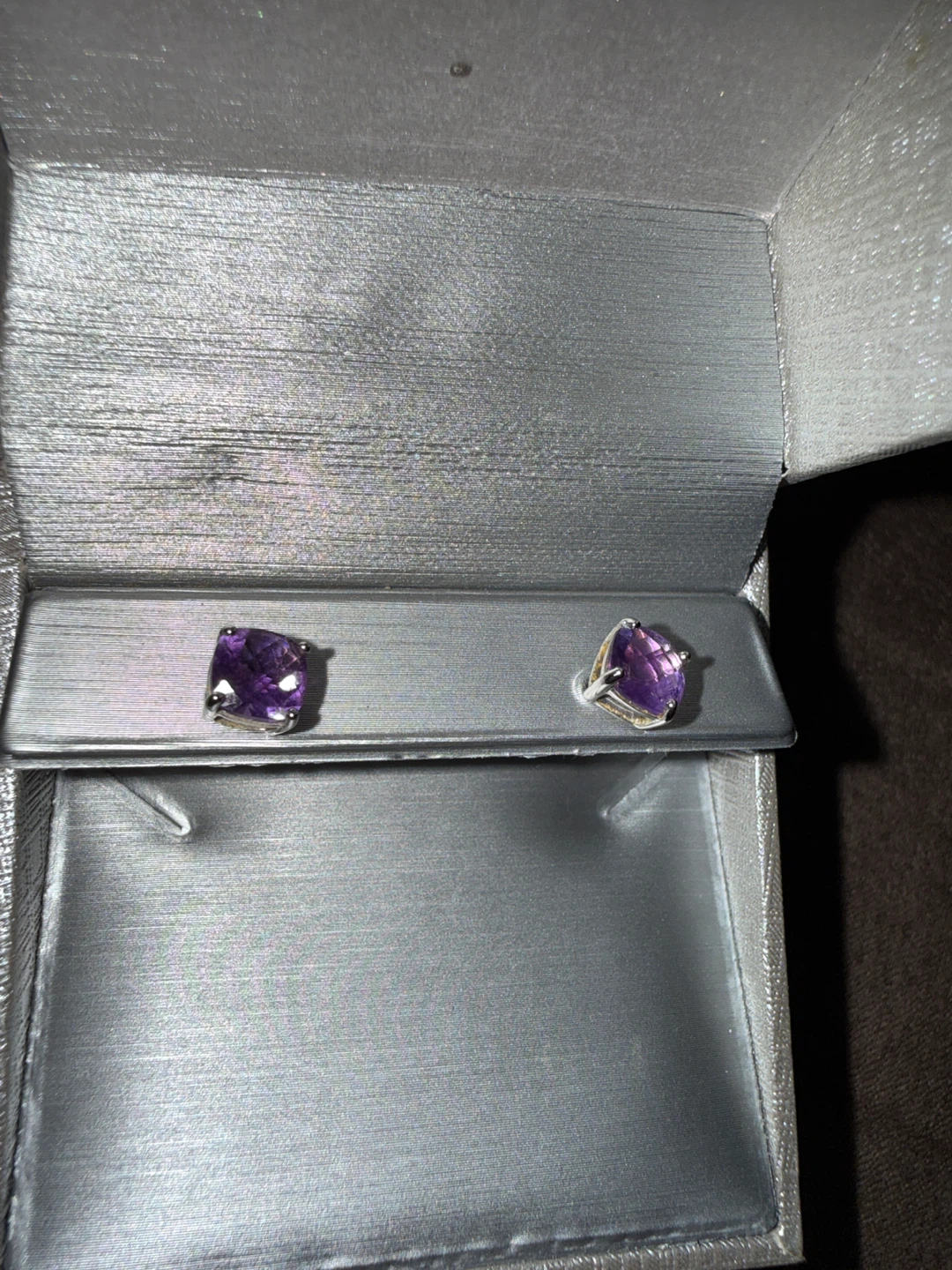 Amethyst Stud Earrings in Box - photo 2