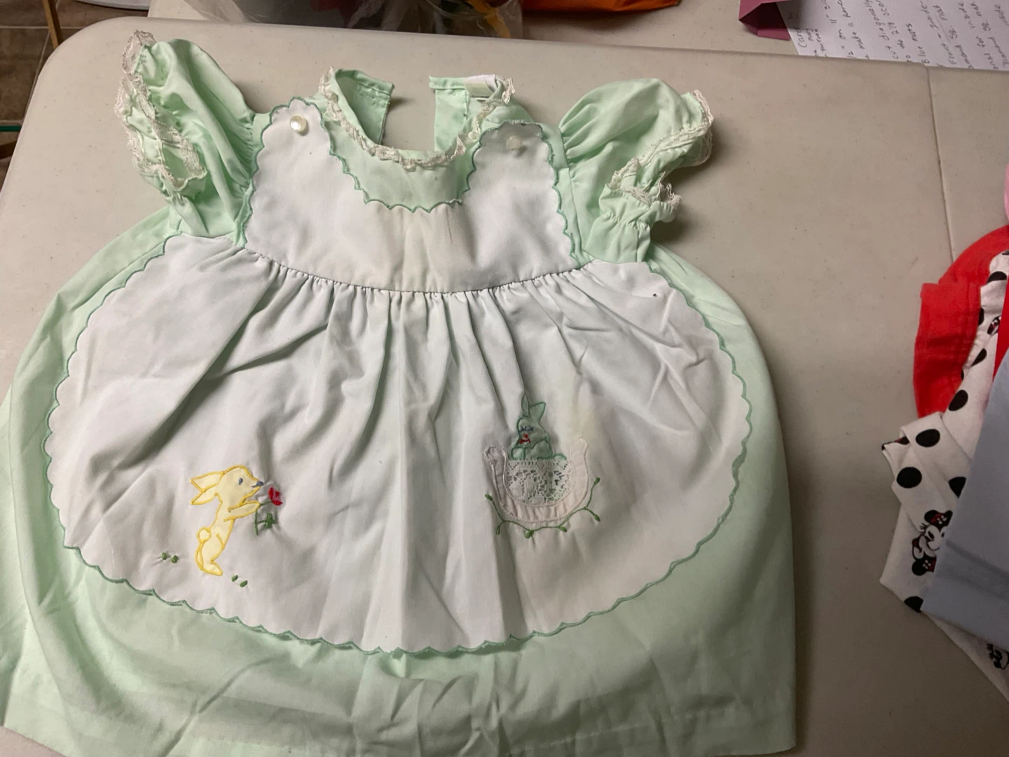 Children's Plaid Dress and Easter Bunny Bib Set - photo 2