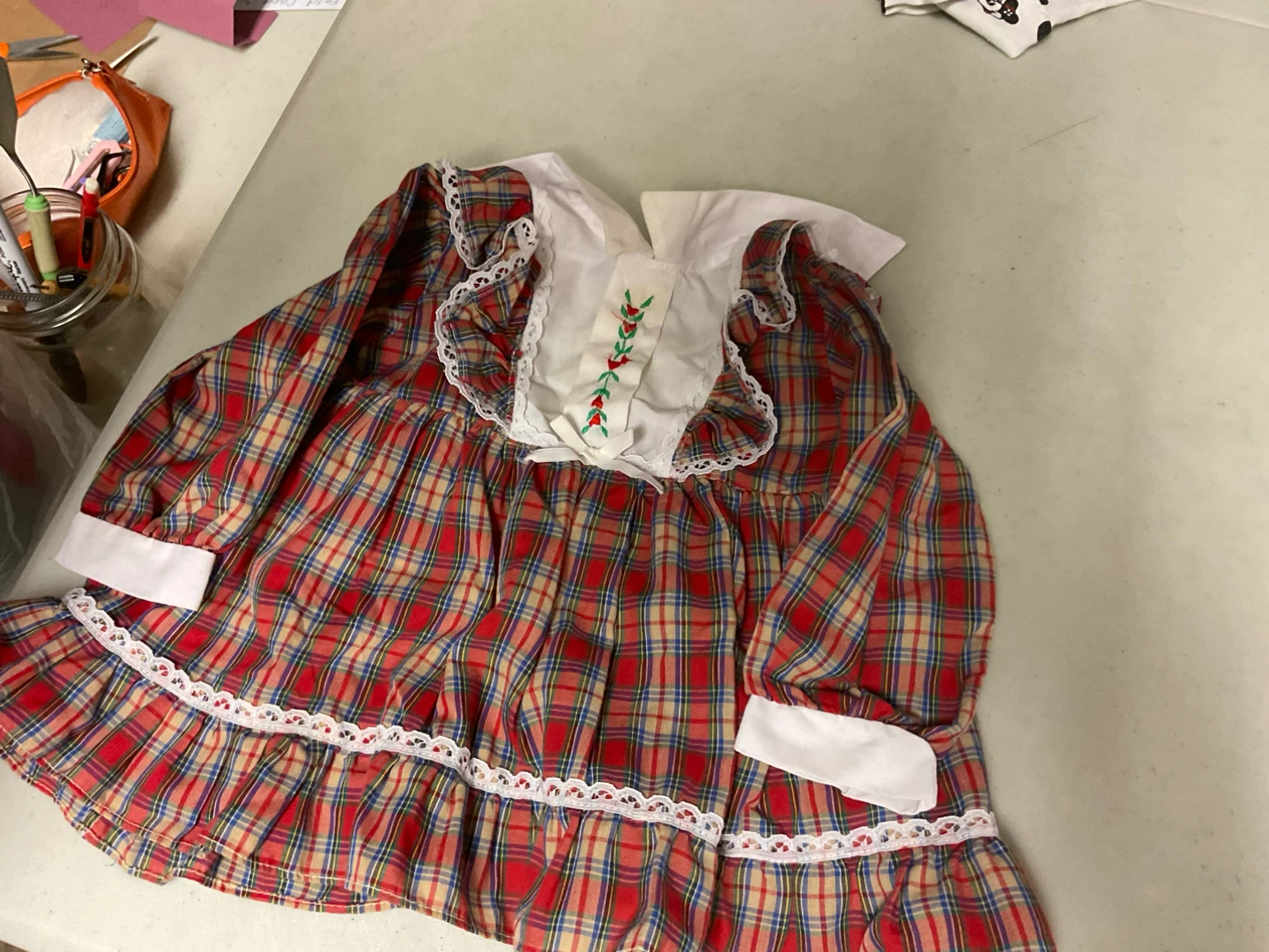 Children's Plaid Dress and Easter Bunny Bib Set - photo 4