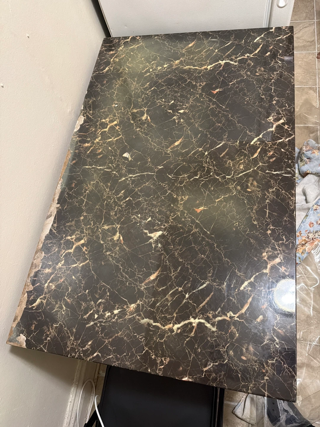 Marble Top Table with Black Metal Frame - photo 2
