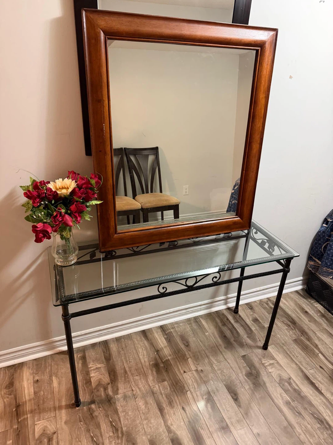 Glass Wood Framed Mirror - photo 3