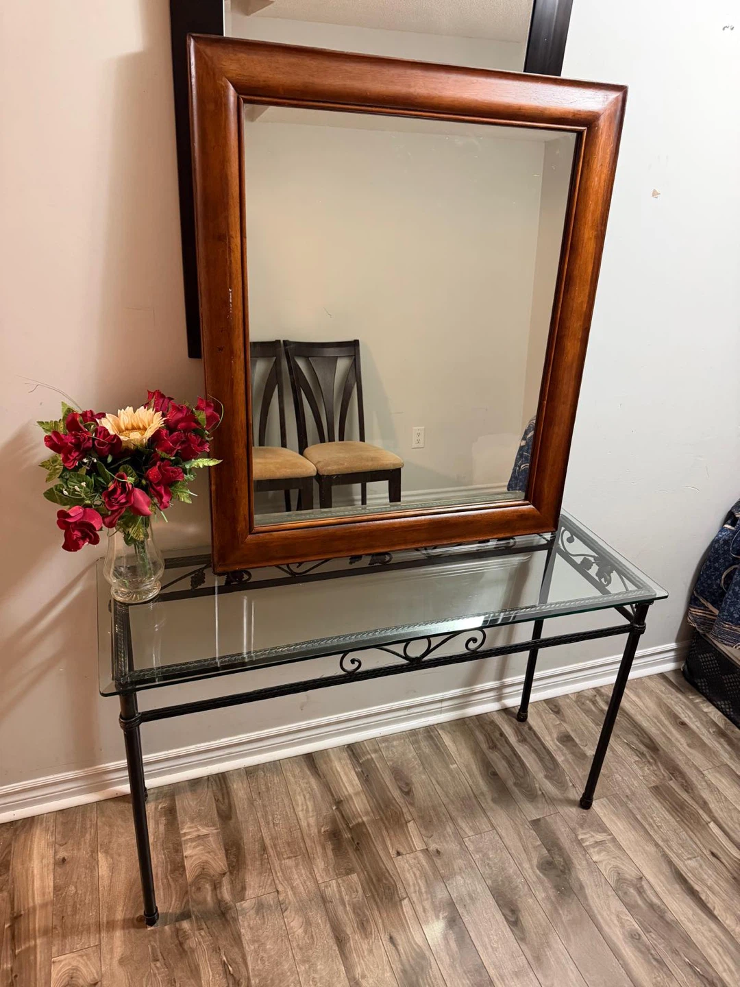 Glass Wood Framed Mirror - photo 2