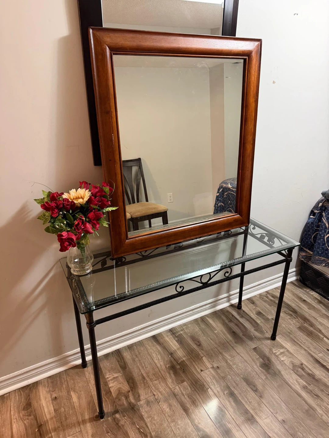 Glass Wood Framed Mirror - photo 4