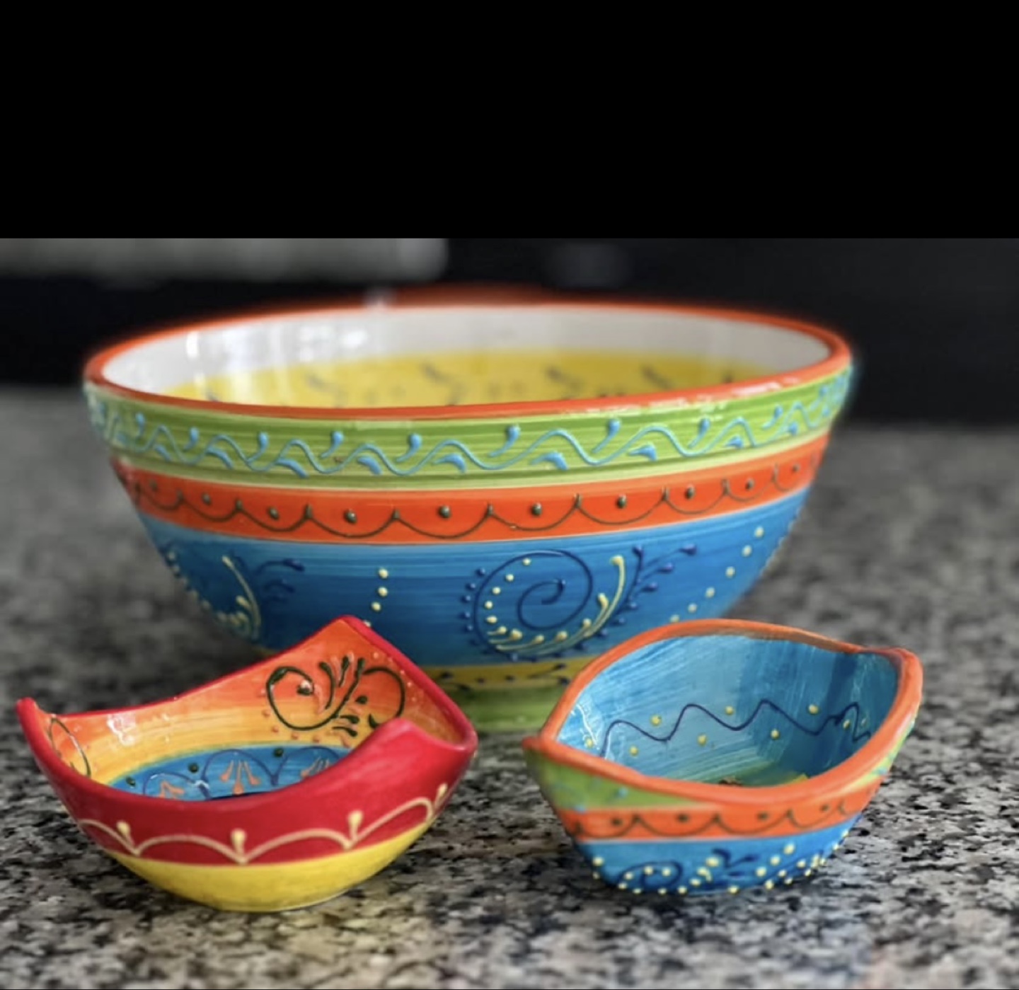 Hand-painted Ceramic Serving Bowl Set - photo 2